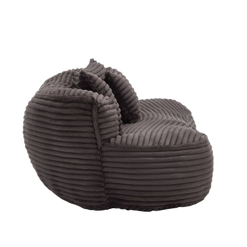 Corduroy Bean Bag Chair, Foam-Filled Lazy Floor Sofa with 3 Pillows, Soft Upholstered Lounge Chair for Adults & Teens