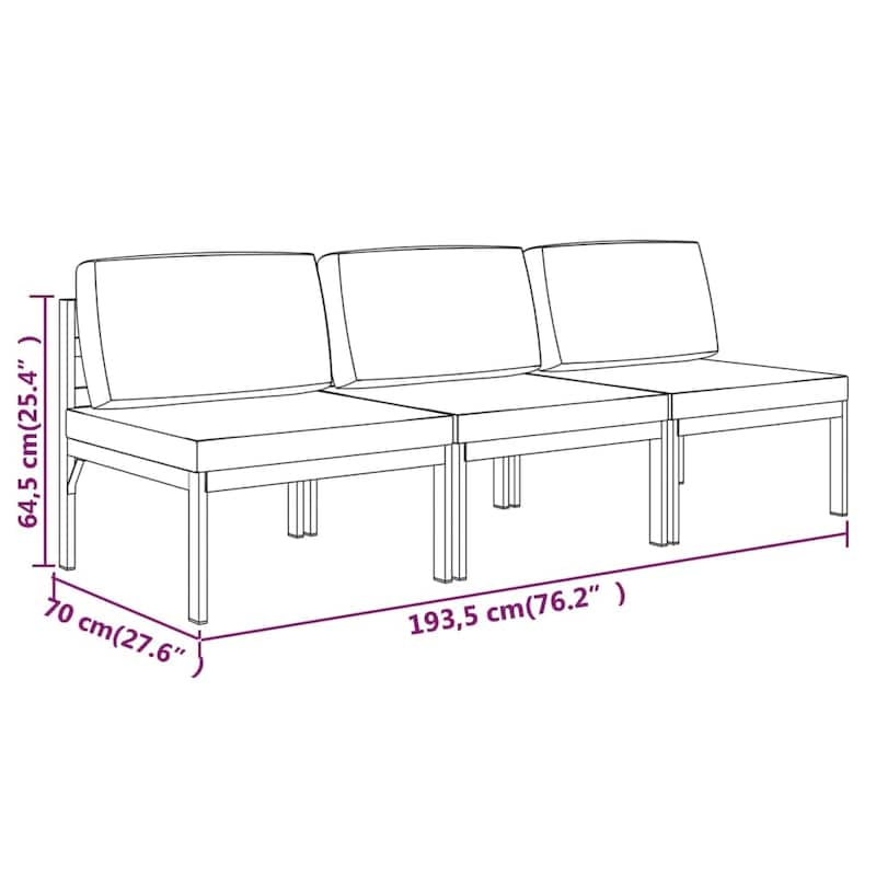 vidaXL Patio Sofa with Cushions Aluminum Anthracite