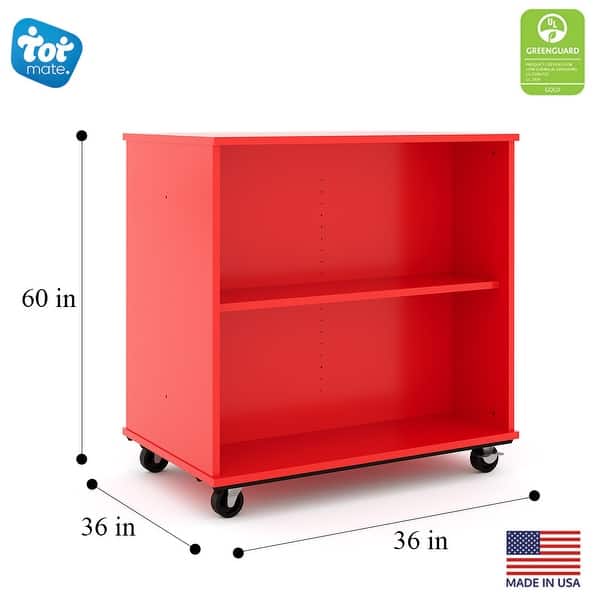 dimension image slide 3 of 4, Tot Mate Open Double Sided Mobile Storage Locker / Bookcase - 36H