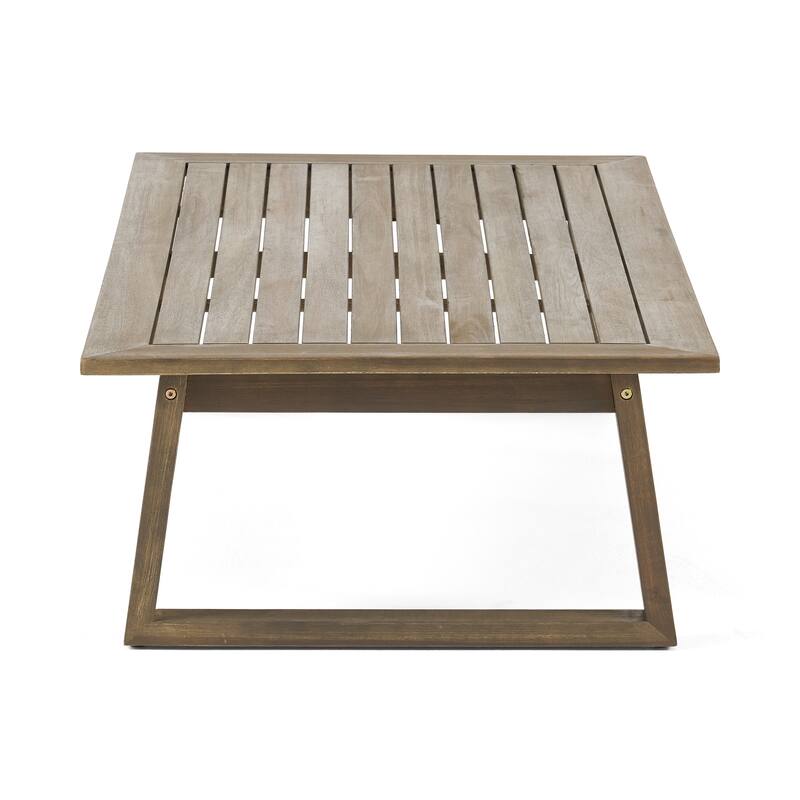 Roomfitters Belgian Outdoor Loveseat and Coffee Table Set, Modern Patio Furniture, Durable Acacia Wood Frame