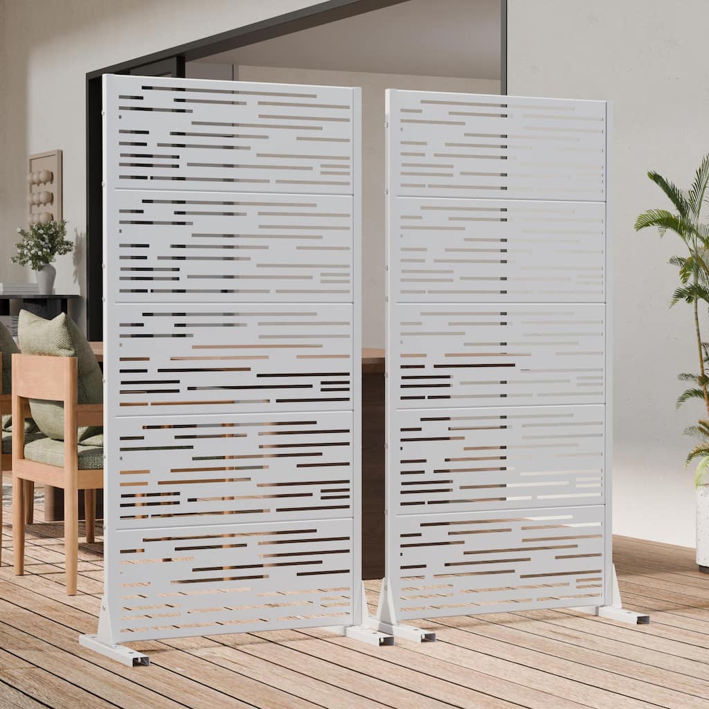 Outdoor Privacy Screen 2 Panels Metal Privacy Fence Freestanding Patio Screen for Deck Poolside Garden Backyard and Indoor Use