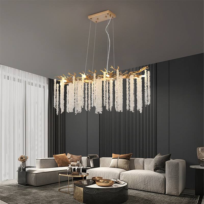 39" Pendant Light with Cascading Crystal Strands,(Bulb Not Included)