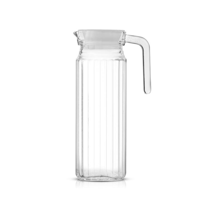 JoyJolt Beverage Serveware Glass Pitcher with Handle & 2 Lids
