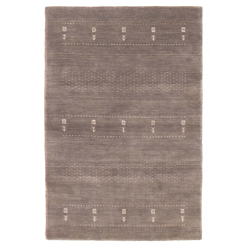 Kashkuli Gabbeh Grey Rug 3'9" x 5'10" - 3'9 x 5'10 - Dark Grey - 3'9 x 5'10