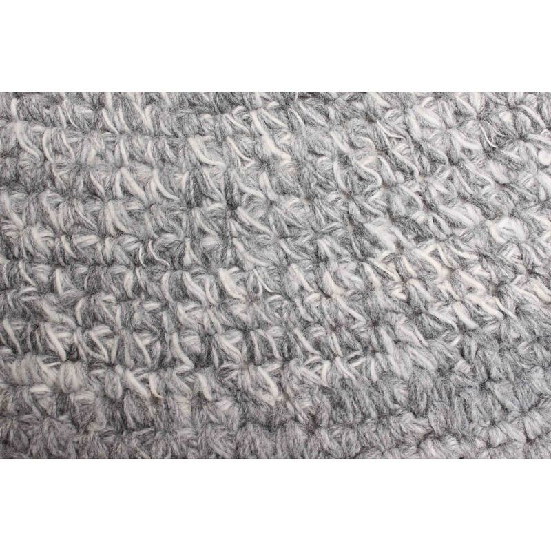 ECARPETGALLERY Braid weave Sienna Light Grey Wool Rug - 4'0 x 4'0