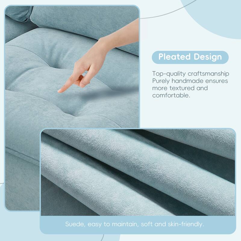100" L-Shaped Convertible 4-Seat Sectional Sofa with Removable Ottoman and Matching Pillows, Ideal for Living Room