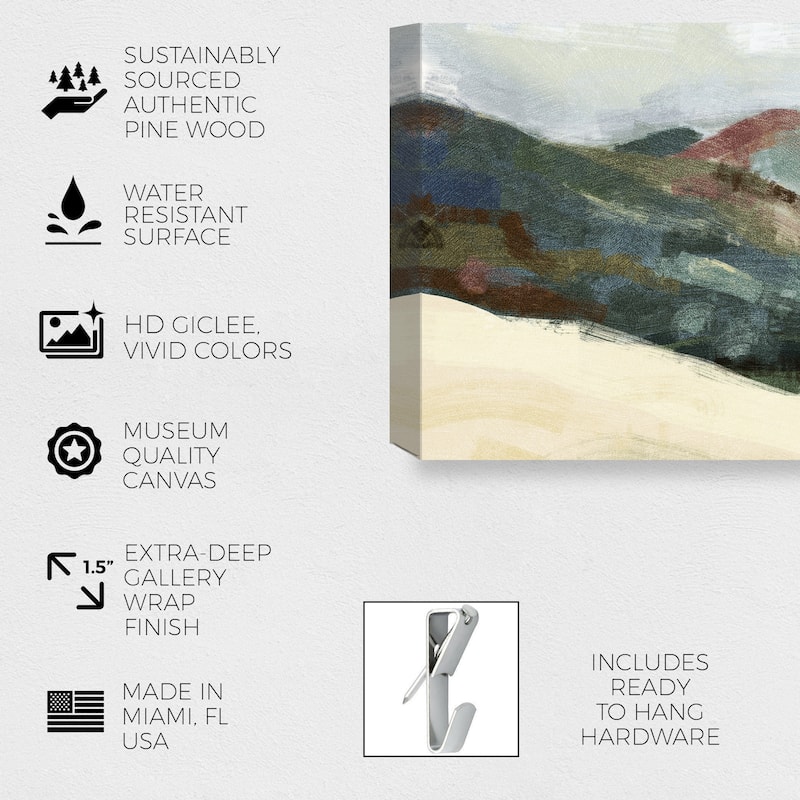 Wynwood Studio Nature and Landscape Serene Hills Green and Light Yellow Modern & Contemporary Wall Art Canvas Print