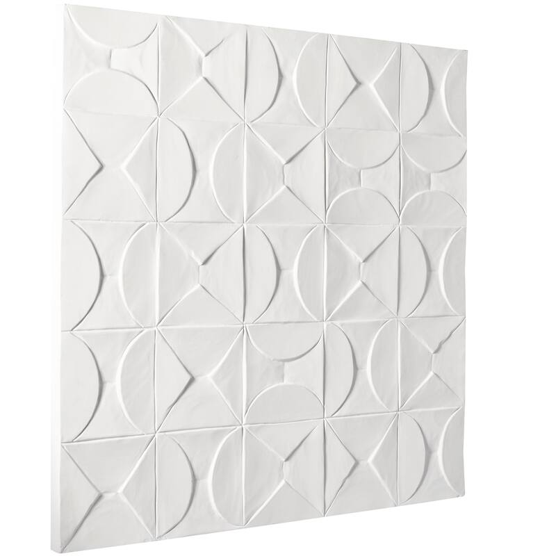 Wooden Geometric Handmade Intricately Carved Home Wall Decor - White - CosmoLiving by Cosmopolitan