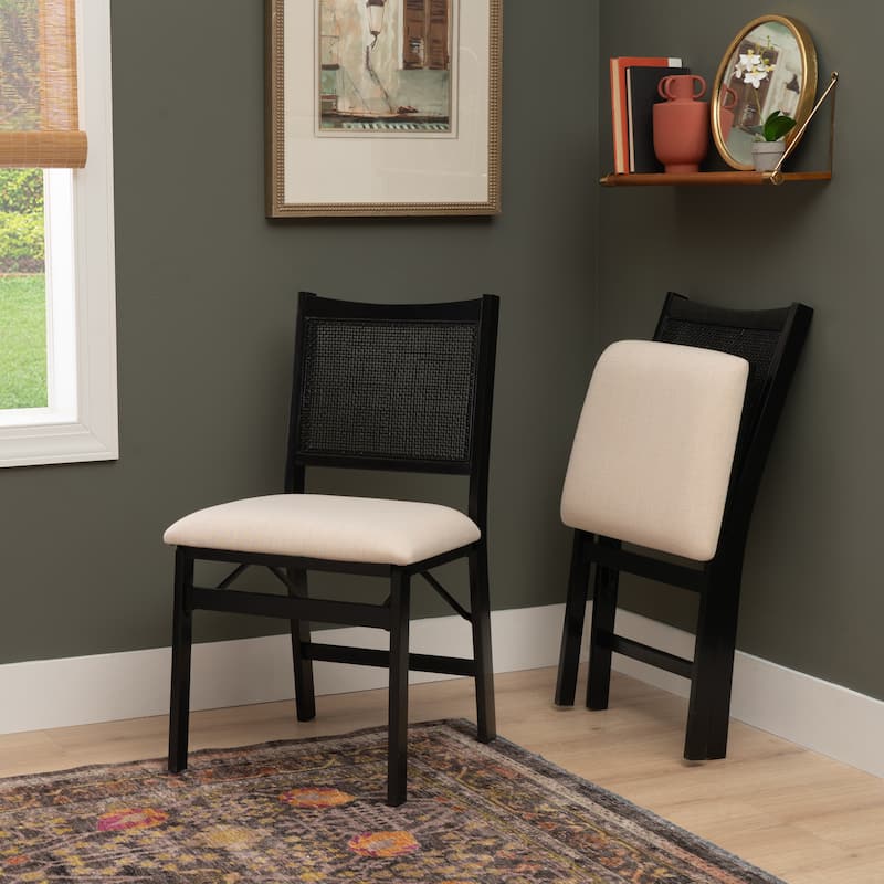 Beulah Rattan Folding Dining Chair - Black