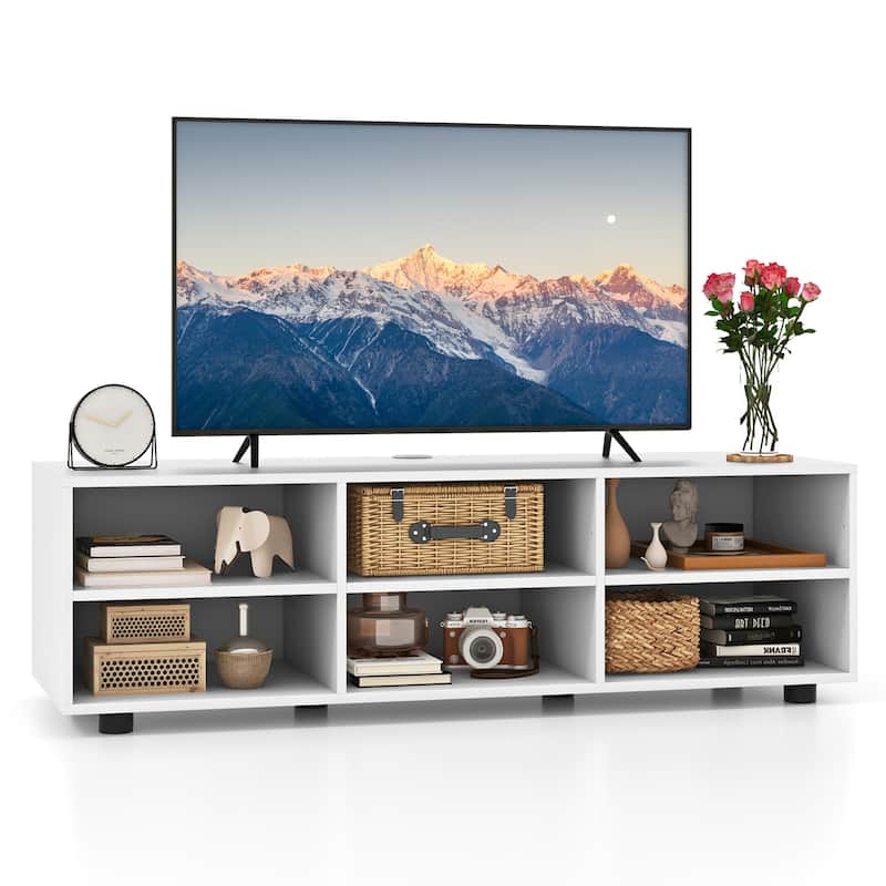 Gymax TV Cabinet for 50-Inch TV 42'' TV Stand w/ 3 Adjustable Shelves - White