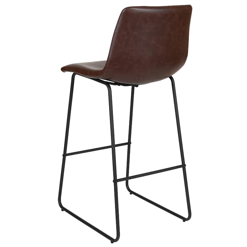 LeatherSoft Bucket Seat Bar Stool (Set of 2)