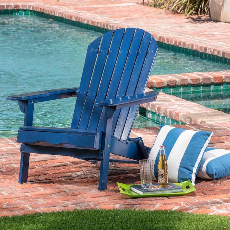 Blue Adirondack Chair Folding Patio Seating with Slatted Backrest, Leisure Chair Reading Chair Leisure Chair - Blue