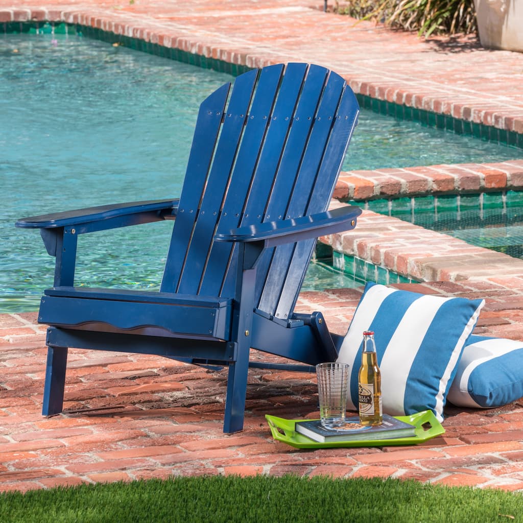 Blue Adirondack Chair Folding Patio Seating with Slatted Backrest, Leisure Chair Reading Chair Leisure Chair