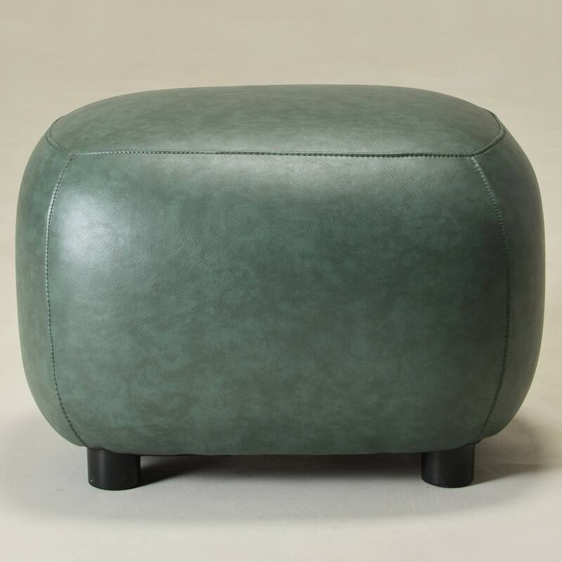 KINWELL 23" Wide Faux Leather Upholstered Ottoman Footrest, PU Entryway Footstool