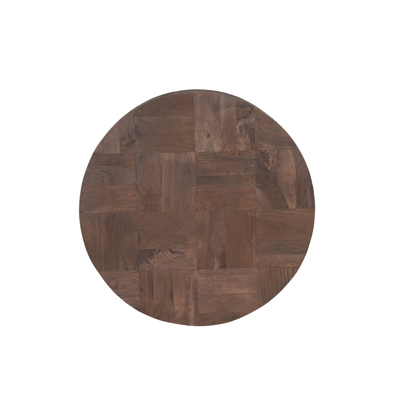Caden Round Solid Wood Coffee Table with Geometric Top