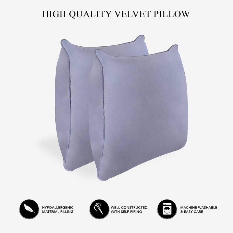 A1HC Pack of 2 Velvet Throw Pillow Insert, Hypoallergenic Down Alternative Fill