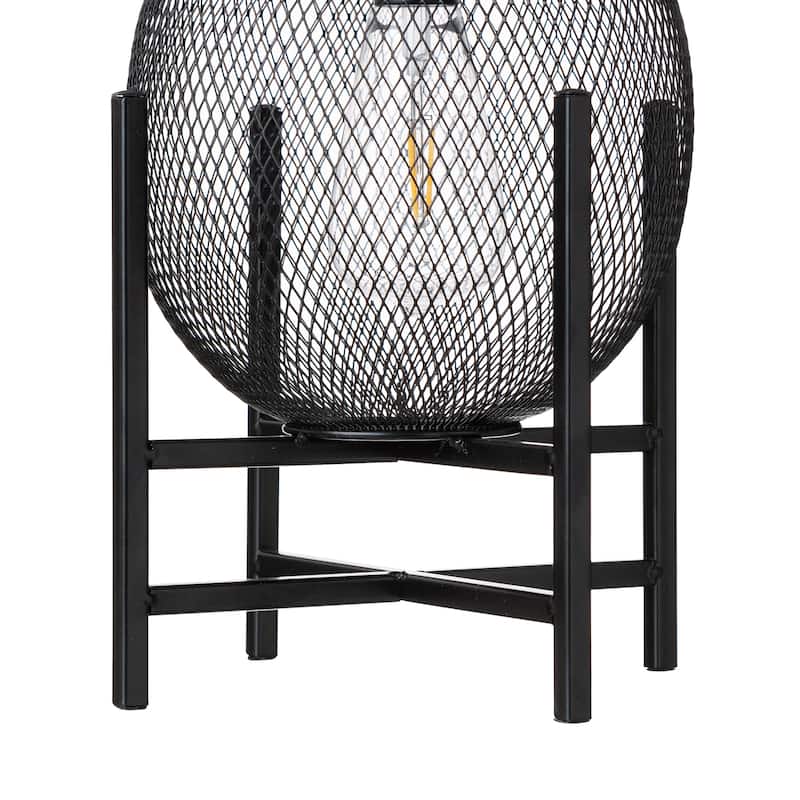 Glitzhome 11.5"H Set of 2 Mesh Edison Bulb Outdoor Solar Lantern with Stand