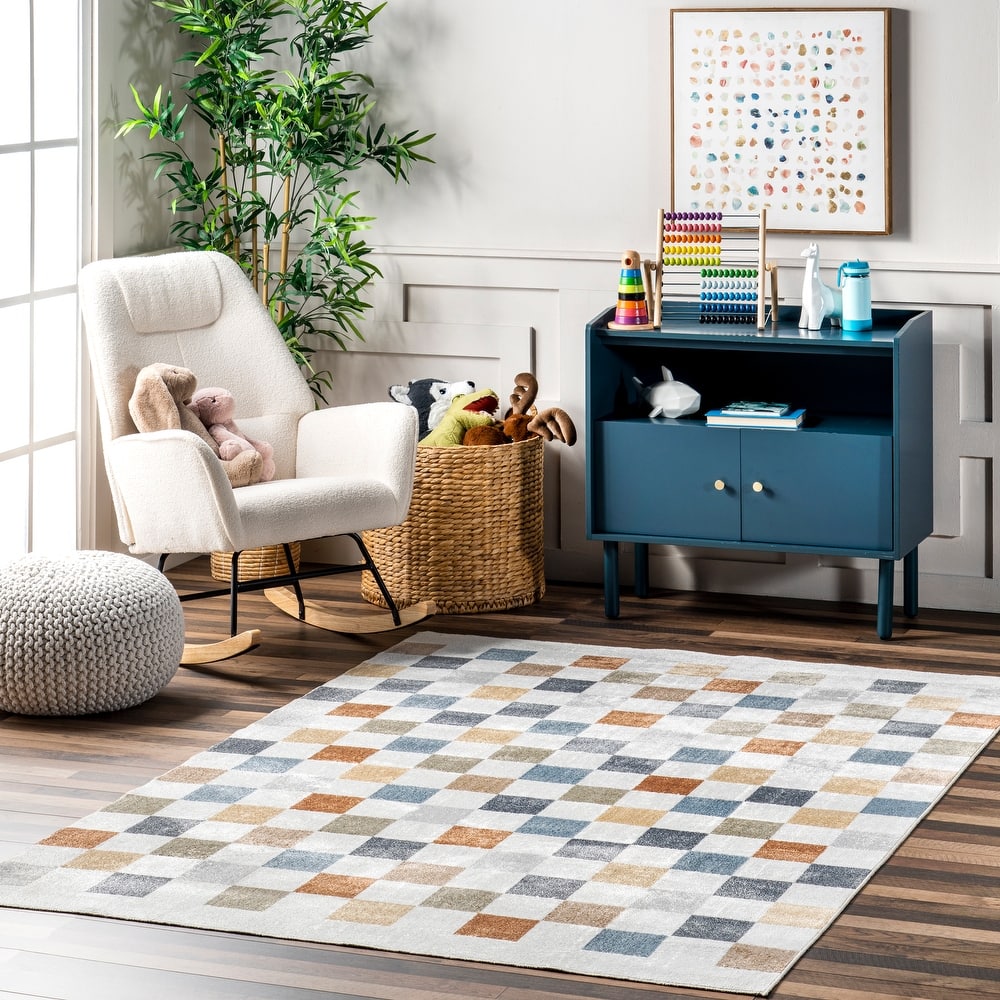 Nuloom Naya SpinClean Checkered Machine Washable Area Rug