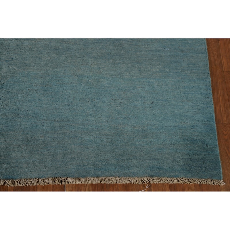 Modern Blue Gabbeh Oriental Area Rug Handmade Wool Carpet - 4'10" x 6'6"
