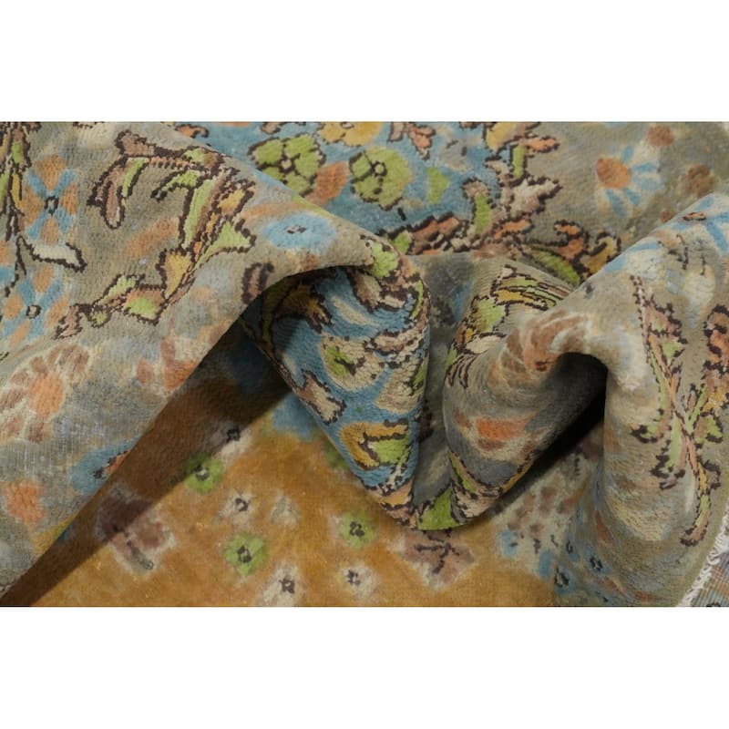 Hand Knotted Oriental 100% Wool Carpet Traditional Floral Oranges & Rust Kerman Area Rug - 12' 10'' X 9' 10''
