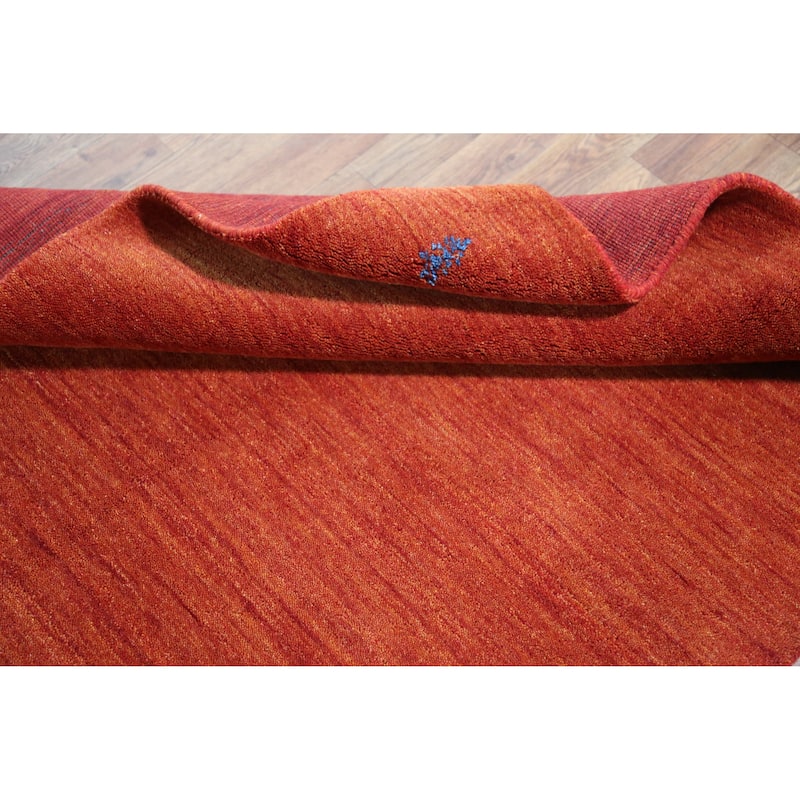 Orange Tribal Gabbeh Indian Rug Handmade Wool Carpet - 4'0" x 5'10"