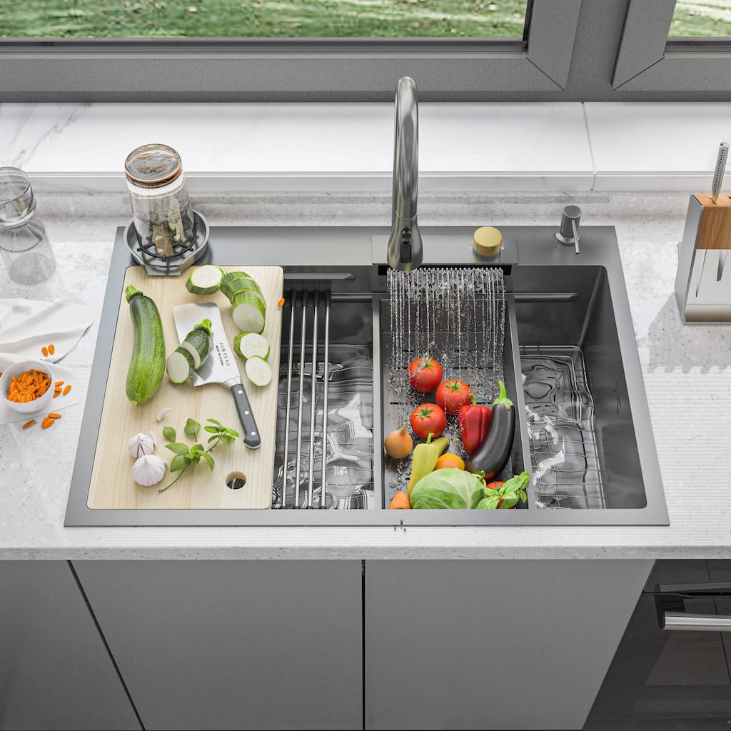 33 Inch Farmhouse Sink Front Kitchen Sink Workstation Single Bowl