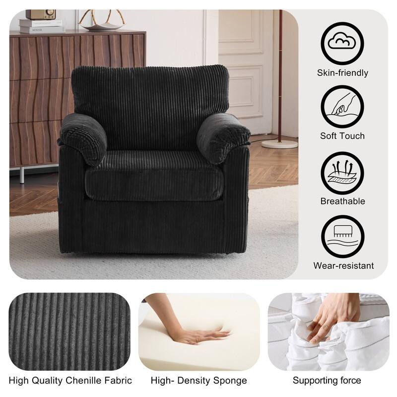33" Corduroy Swivel Single Sofa Chair