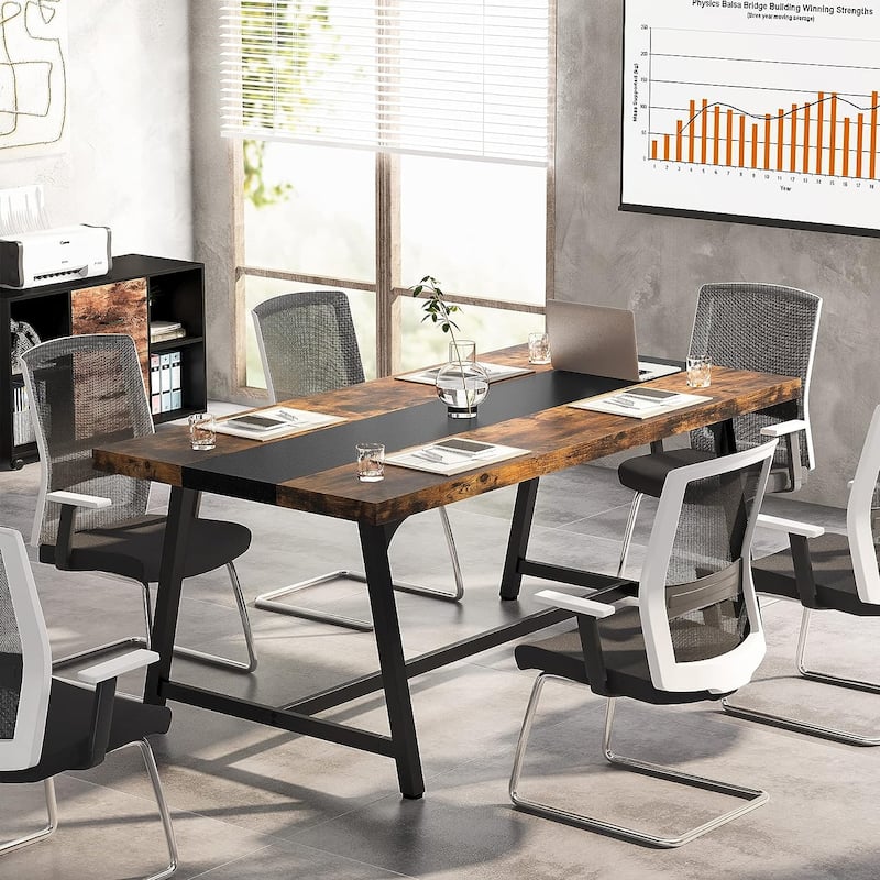 6FT Rectangle Conference Table, 70.9L Meeting Table for 6 People