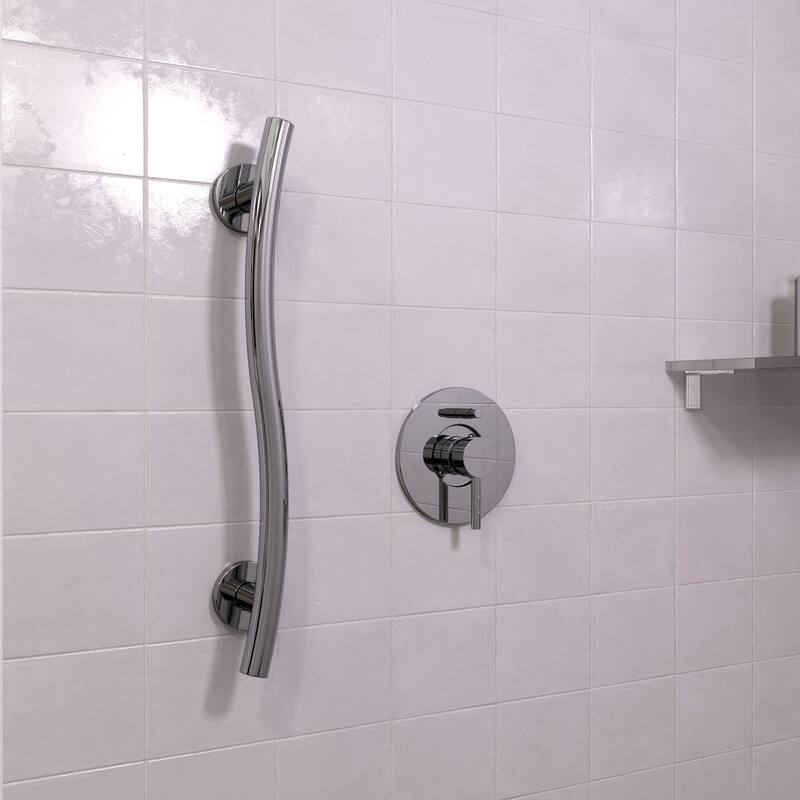 Keeney Wave Designer Grab Bar 1.25 Dia x 16 in., Polished Chrome