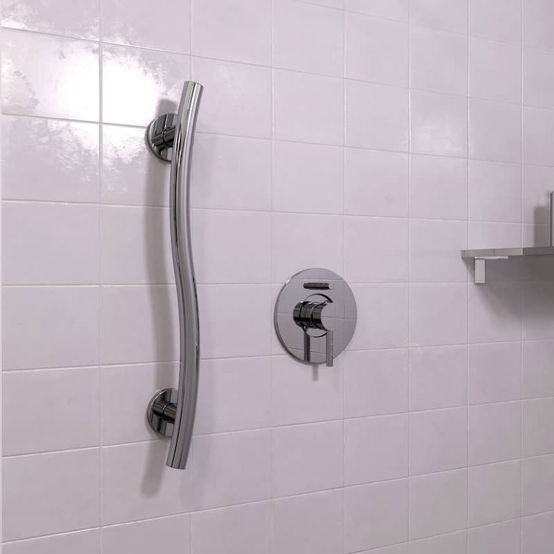 Keeney Wave Designer Grab Bar 1.25 Dia x 24 in., Polished Chrome