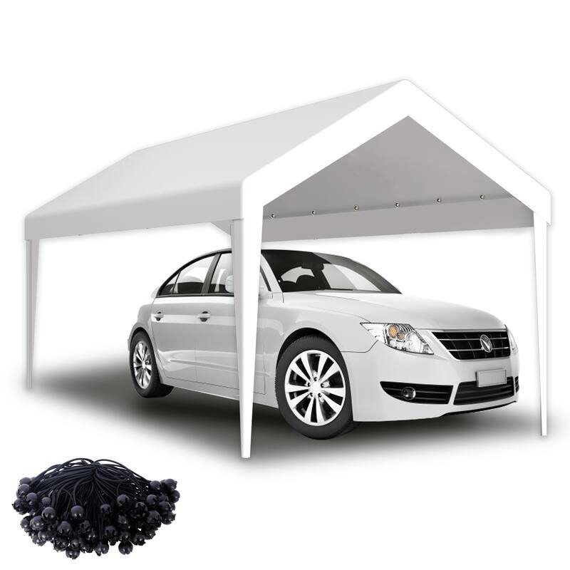 10 x 20 ft Carport Replacement Canopy Cover, UV Protected Tarp with 72 Elastic Buckles, Frame is Not Included - White