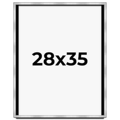 28x35 Shadow Box Frame Silver | 1.375 Inches Deep Real Wood