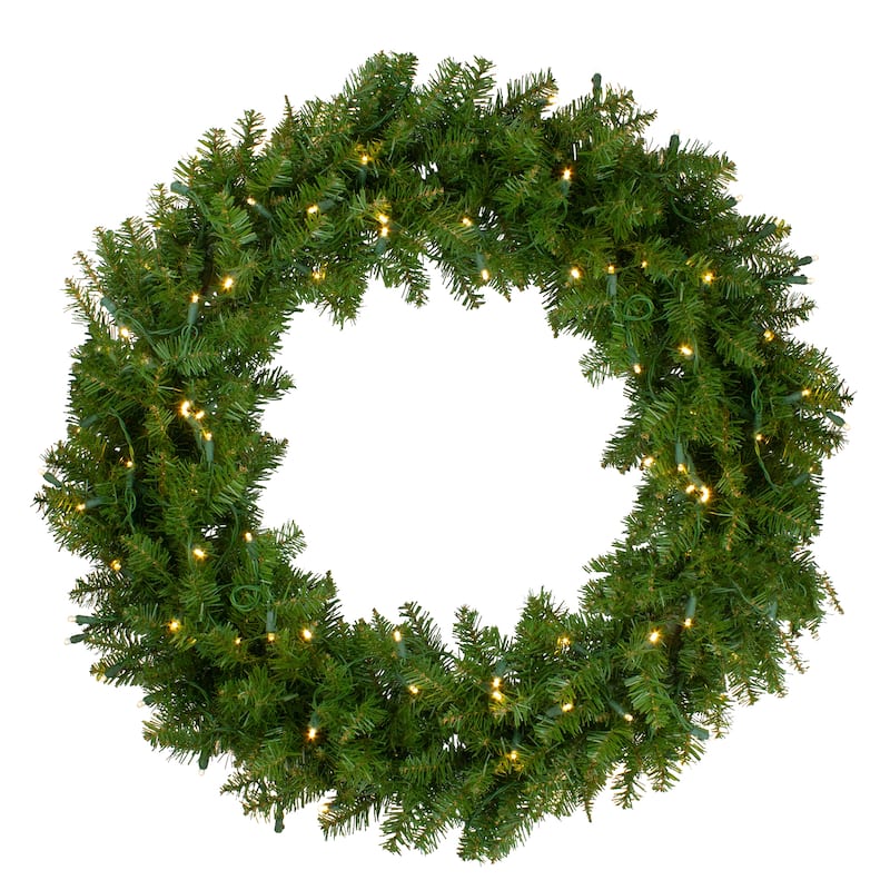 Lighted Northern Pine Artificial Christmas Wreath - 36 inch Warm Clear LED Lights - 36"