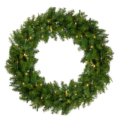 Lighted Northern Pine Artificial Christmas Wreath - 36 inch Warm Clear LED Lights - 36"
