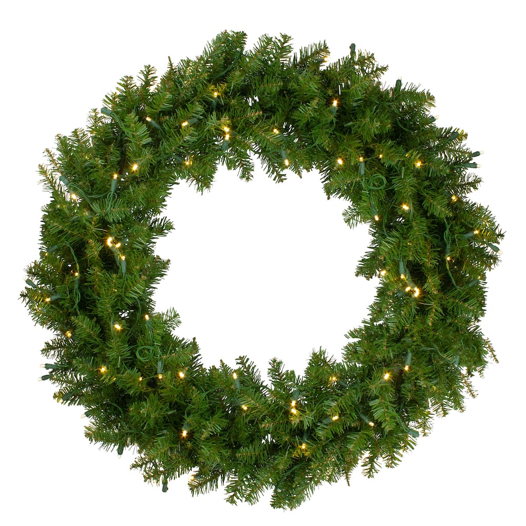 Lighted Northern Pine Artificial Christmas Wreath - 36 inch Warm Clear LED Lights - 36"