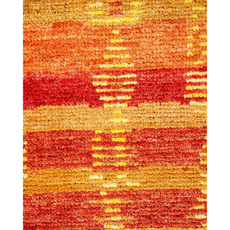 Overton Hand Knotted Wool Vintage Inspired Modern Contemporary Modern Red Area Rug - 4' 3" x 6' 0"