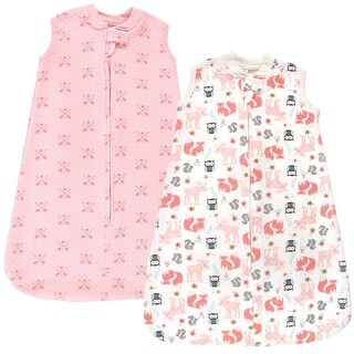 Hudson Baby Infant Girl Premium Quilted Sleeveless Sleeping Bag and Wearable Blanket, Girl Forest