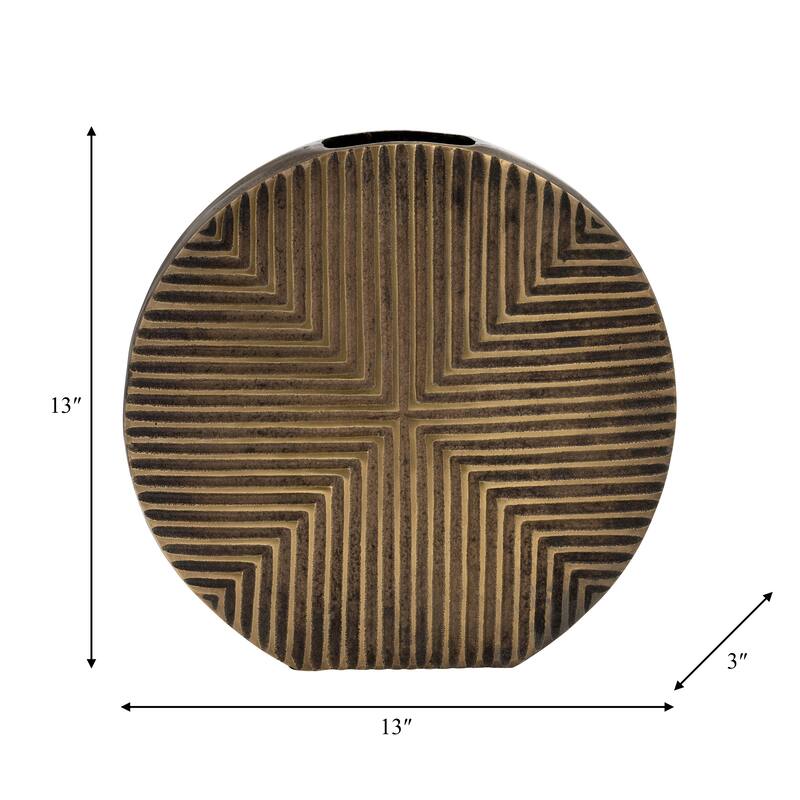 Sagebrook Home Elegance - Aluminum Ribbed Accent Vase for Stylish Interiors