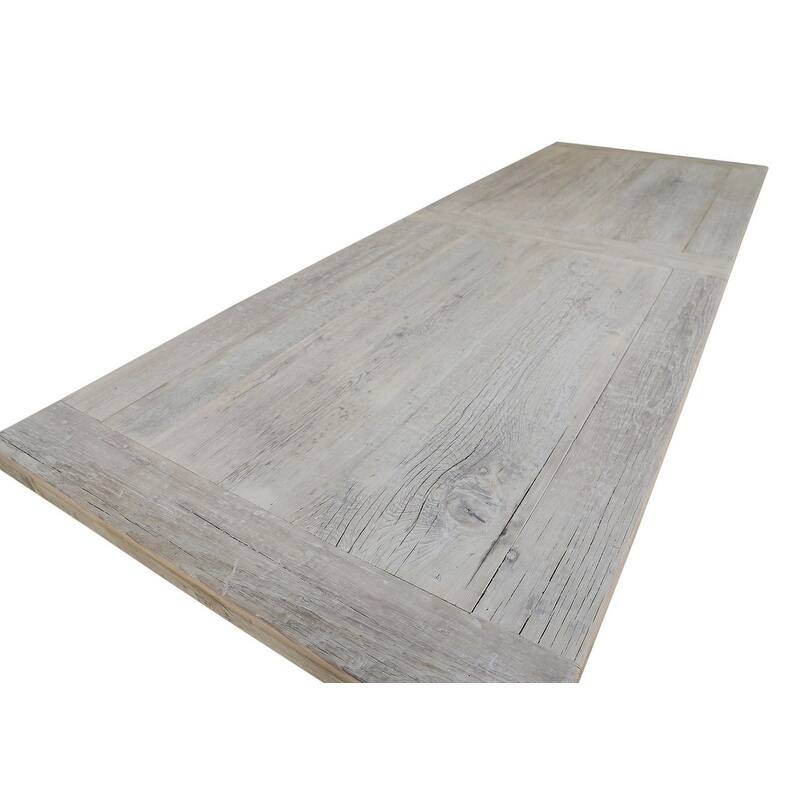 110"L Rectangular Weathered Natural Wood Indoor Amalfi Dining Table - Brown