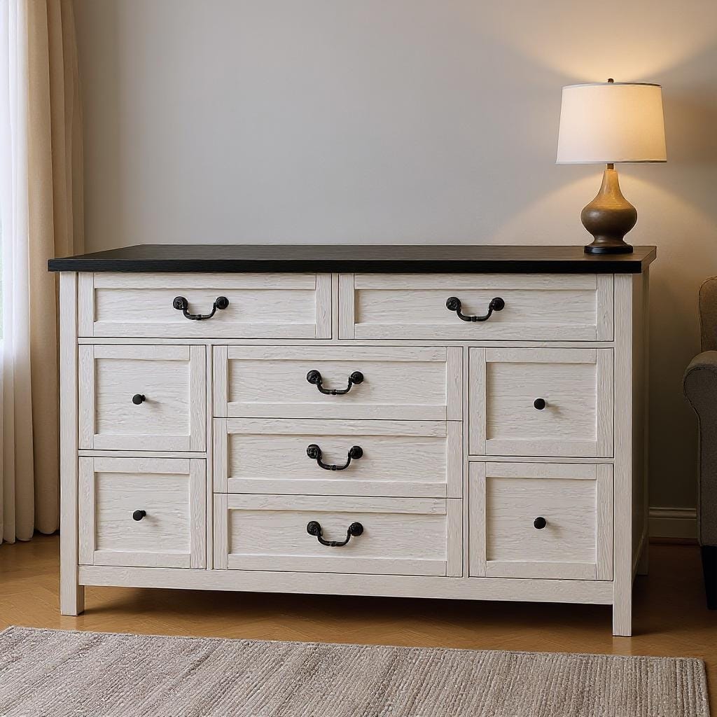 9 Farmhouse Dresser, with Charging Station & Metal Handle