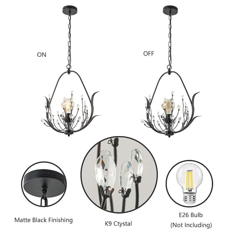 Lia 1-Light Kitchen Pendant Light with Crystal Accents - 10 In.Wide
