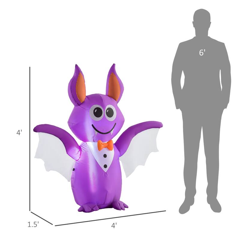 6ft Inflatable Halloween Decoration Bat, Blow Up Outdoor LED Yard Display, Waterproof