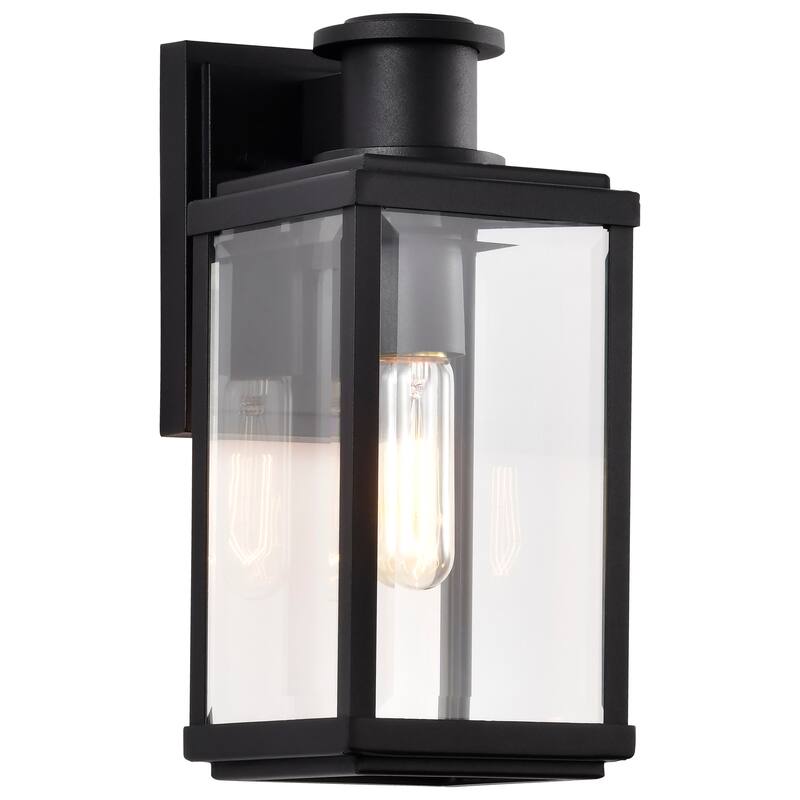 Luca Small Outdoor Lantern Sand Black Finish Clear Beveled Glass - Sand Black