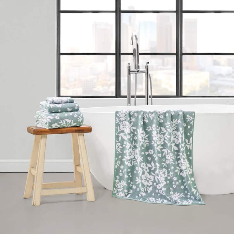 Lucky Brand Folk Floral 6-Piece Bath Towel Set 2 Bath towels 2 Hand towels 2 Washcloths - 28"x54"/16"x26"/12"x12"