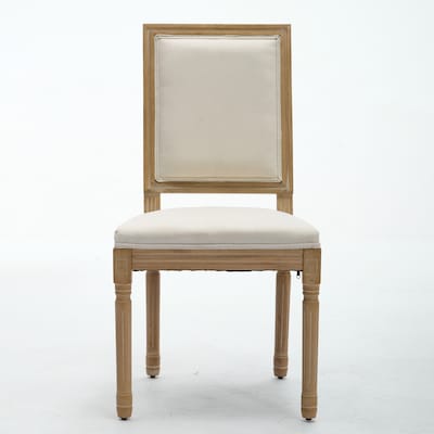 Set of 2 French Country Fabric Upholstered Dining Chairs with Square ...