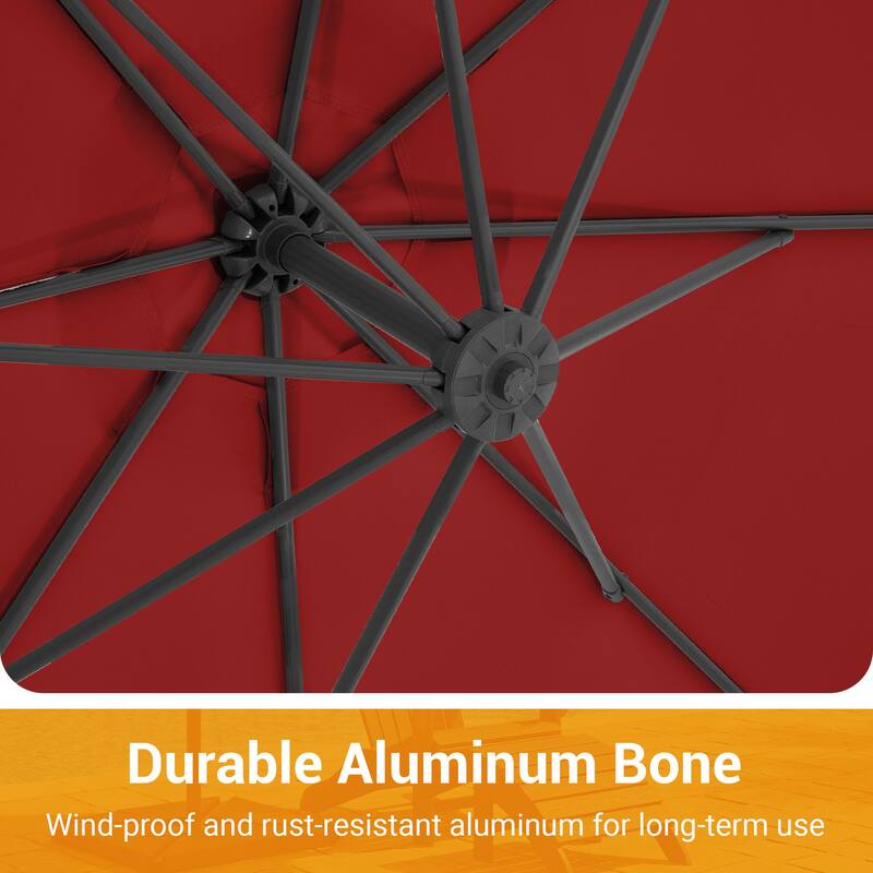 10 ft Steel Crank-lift Cantilever Umbrella With Weighted Base