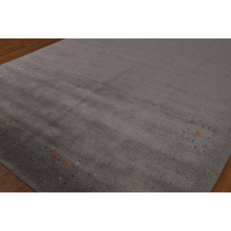 Hand Knotted Oriental 100% Wool Carpet Tribal Tribal Greys & Charcoal Gabbeh Area Rug - 10' 1'' X 8' 1''