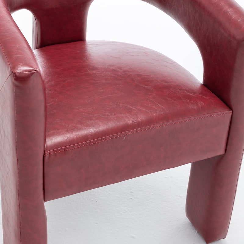 SEYNAR Modern Glam PU Leather Upholstered Dining Chair, Open-Back Accent Chair Set of 2