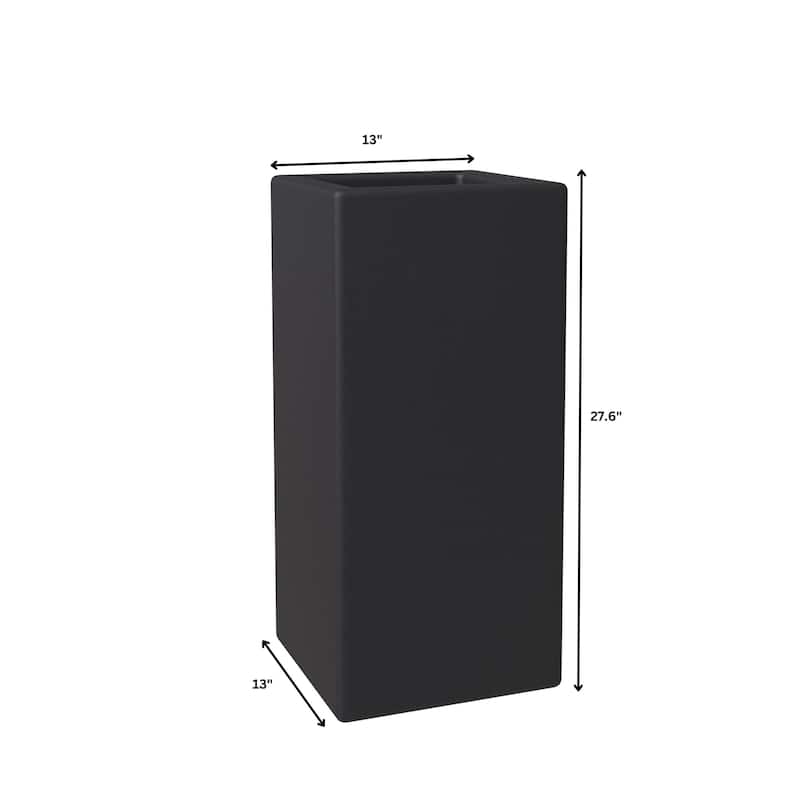 Terra 4-Piece Tall Square Fiberstone and MGO Clay Planter Set With Drainage Holes for Home Office Garden Patio Porch Yard