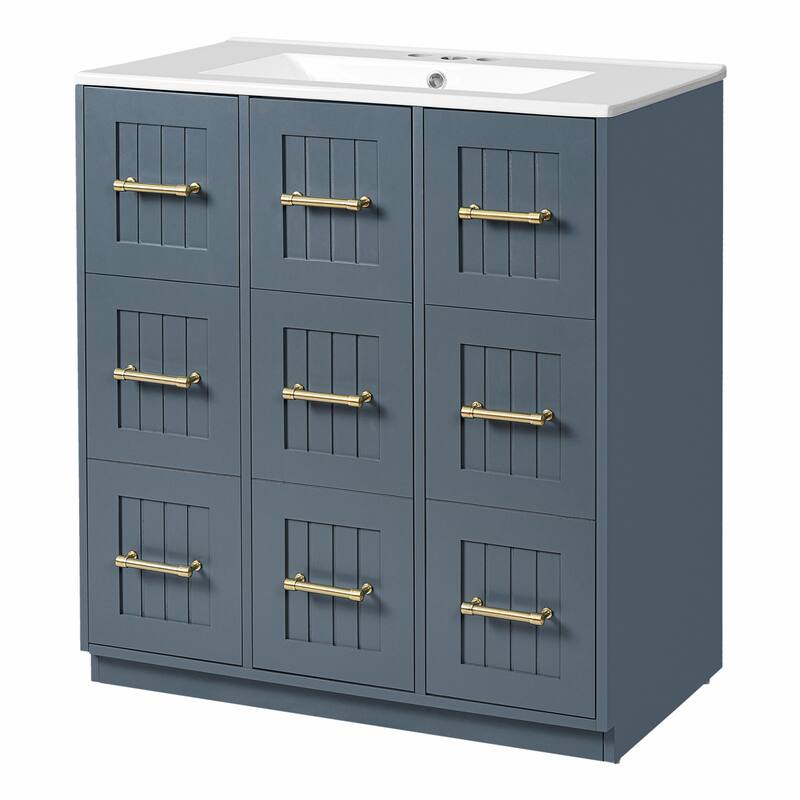 30-inch Bathroom Vanity with Undermount Sink, Soft-Close Doors & Tip-Out Drawer